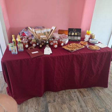 Our sweet table with my homemade Pizza!!